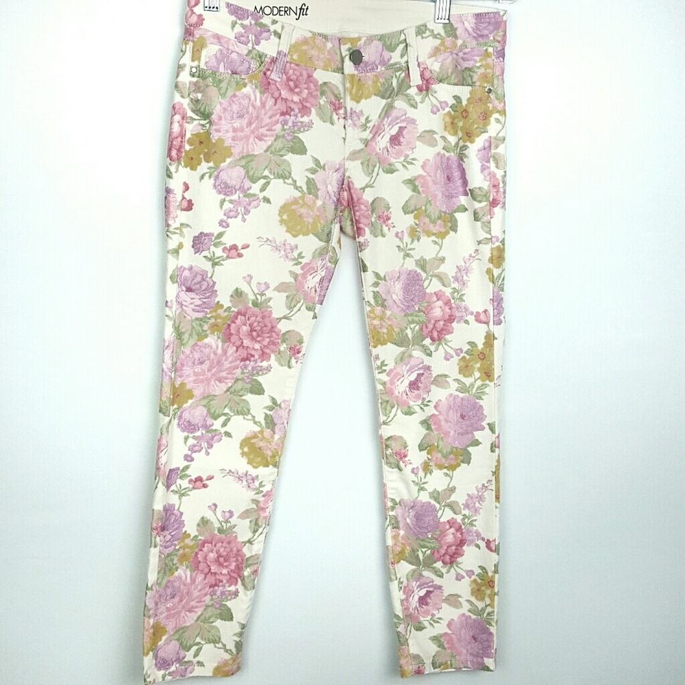 Anne Taylor Pastel Floral Ankle Pants